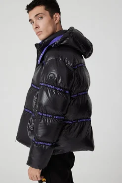 Everest-Piumino Nero Puffy Con Cappuccio Lab00