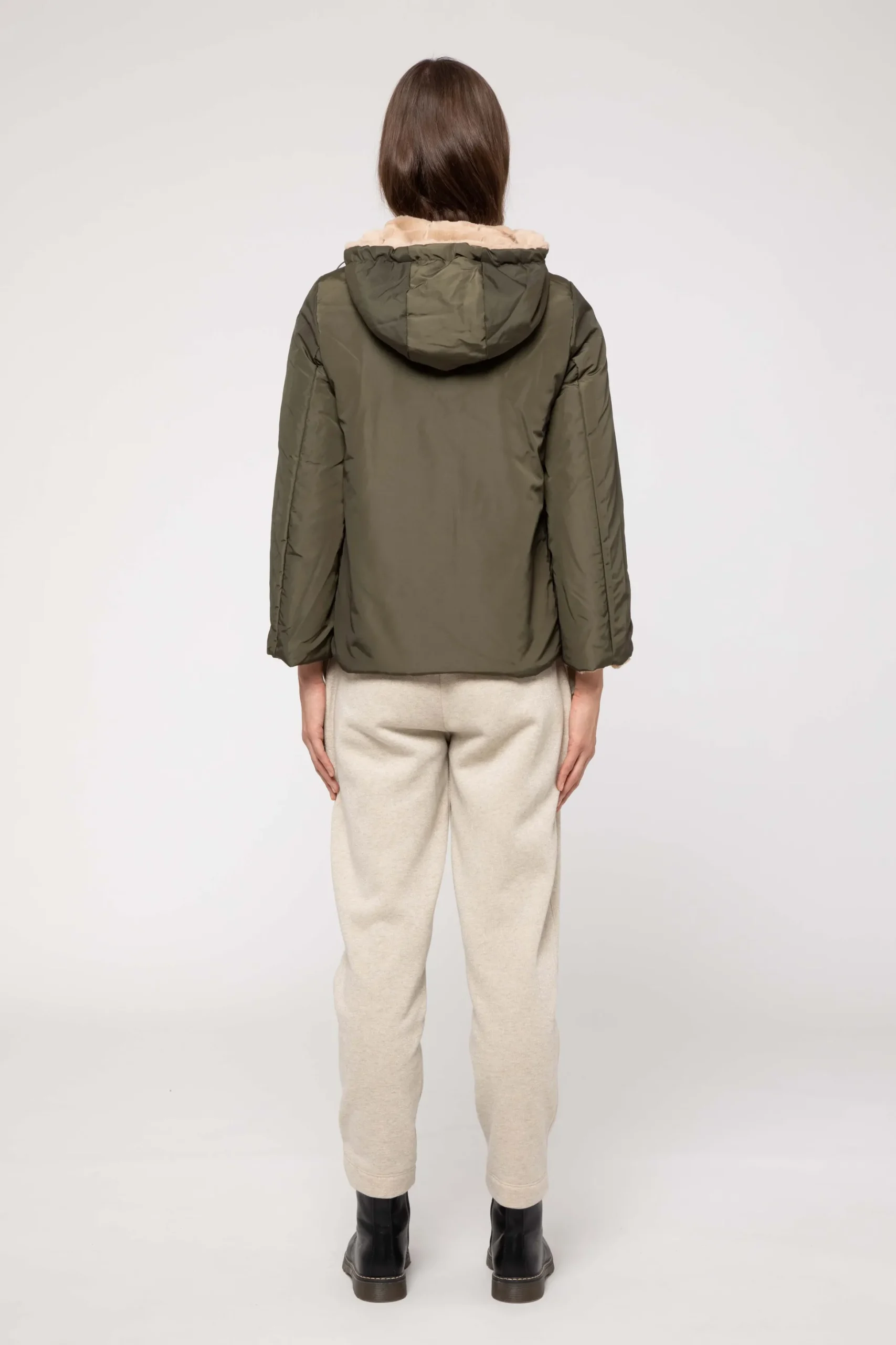 Giacca Beige Corta Reversibile Ad "A"