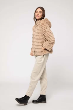 Giacca Beige Corta Reversibile Ad