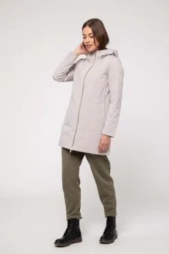 Giacca Lunga Beige In Softshell