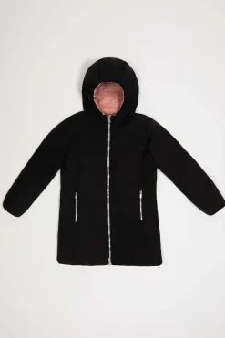 Kalie Girl-Piumino Reversibile Nero E Rosa