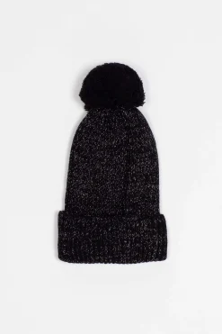Kara Girl-Cappello Nero Con Ponpon