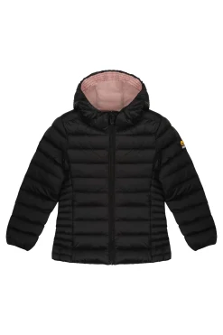 Karis Girl-Piumino Nero Con Cappuccio