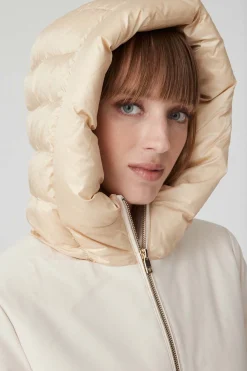 Mire 2.2-Giacca Lunga Beige Con Cappuccio