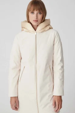 Mire 2.2-Giacca Lunga Beige Con Cappuccio
