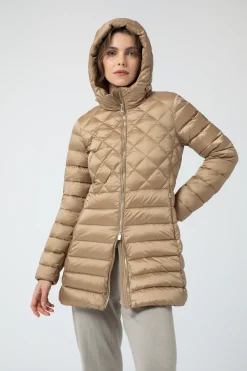 Nitak 2.2-Piumino Beige Lungo Con Mix Di Trapunte