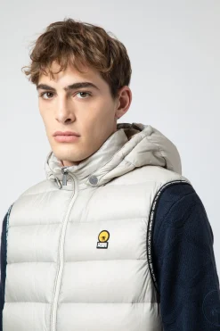 Nodie-Gilet Beige Con Cappuccio