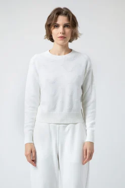 Oceania-Maglia Bianca Girocollo Crop
