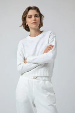 Oceania-Maglia Bianca Girocollo Crop