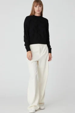 Oceania-Maglia Nera Girocollo Crop