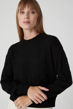 Oceania-Maglia Nera Girocollo Crop