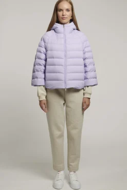 Piumino Lilla Effetto Cappa