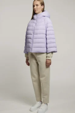 Piumino Lilla Effetto Cappa