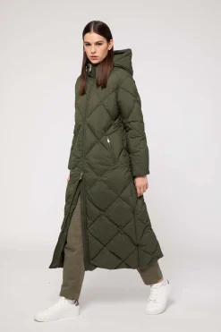Piumino Verde Lungo A Rombi