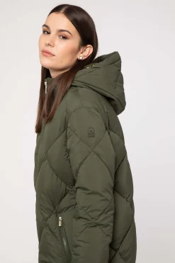 Piumino Verde Lungo A Rombi