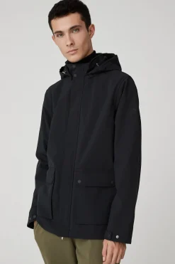 Shady 2.2-Giacca Nera In Softshell Con Cappuccio Staccabile