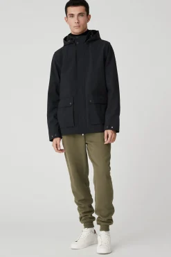 Shady 2.2-Giacca Nera In Softshell Con Cappuccio Staccabile