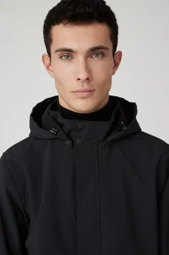 Shady 2.2-Giacca Nera In Softshell Con Cappuccio Staccabile