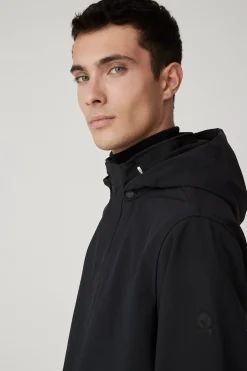 Shady 2.2-Giacca Nera In Softshell Con Cappuccio Staccabile