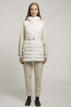 Vestal-Piumino Bianco Smanicato Con Cintura