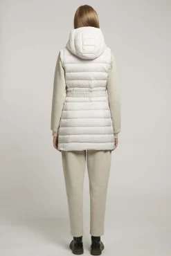 Vestal-Piumino Bianco Smanicato Con Cintura
