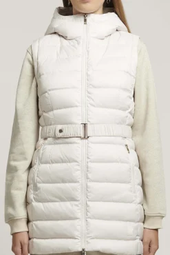 Vestal-Piumino Bianco Smanicato Con Cintura
