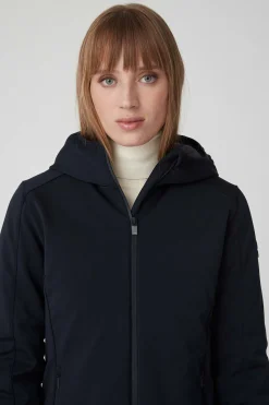 Ysabel-Cappotto Blu In Softshell Con Cappuccio