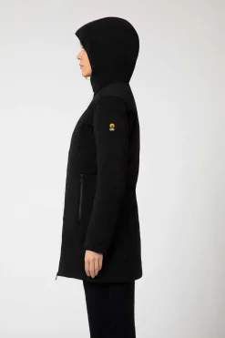 Ysabel-Cappotto Nero In Softshell Con Cappuccio