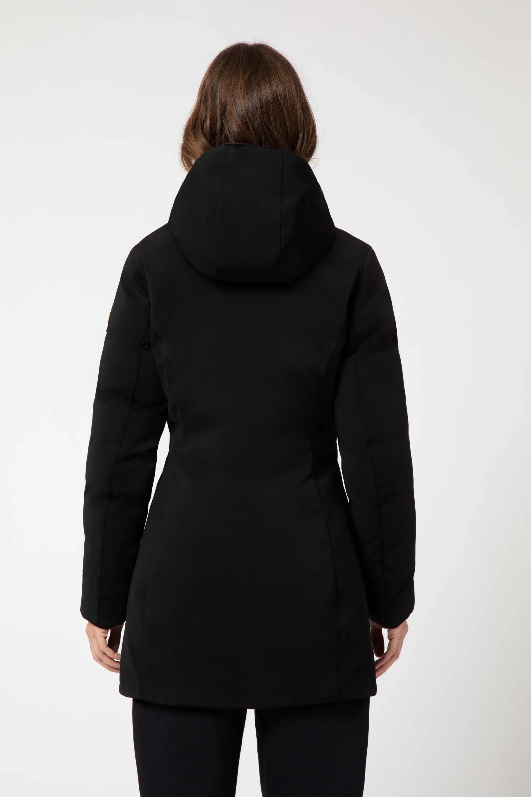 Ysabel-Cappotto Nero In Softshell Con Cappuccio